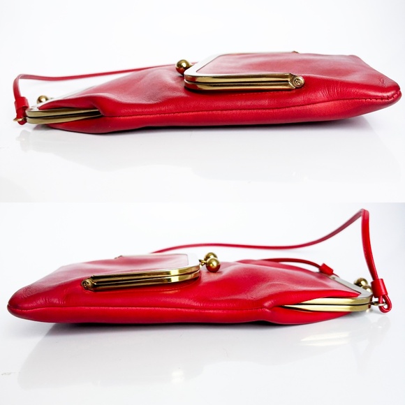Bonnie Cashin for Coach Swinger Bag Double Frame Kiss Lock Red Leather Vintage - Picture 8 of 15